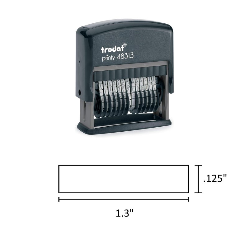 Trodat .125" x 1.3" 13-Digit Self-Inking Numberer Rubber Stamp - Non Customizable (Blue)